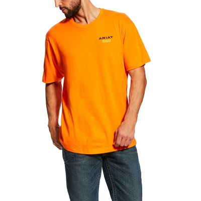 Ariat Work: Rebar Cotton Strong Logo Camisetas Hombre - Naranjas (GYIDW1398)